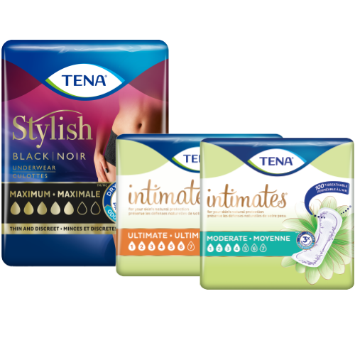 Une image montrant la protection discrète normale TENA pour femmes et le sous-vêtement absorbant TENA Silhouette de couleur noire